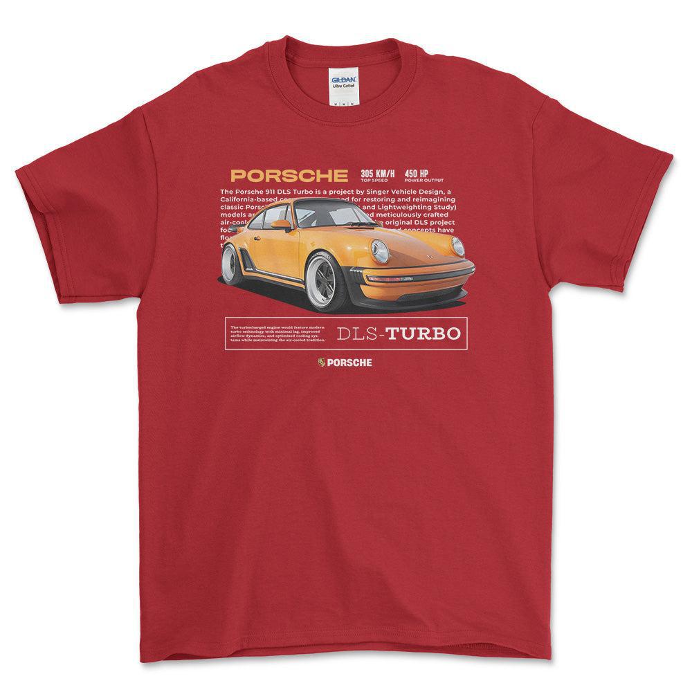 Porsche 911 DLS Turbo - Unisex T-Shirt-Beklædning-Porsche-Rød-S-Forside-Garage Culture Shop- garage - man cave - merchandise