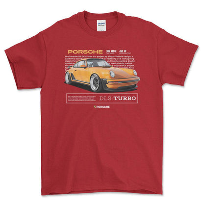 Porsche 911 DLS Turbo - Unisex T-Shirt-Beklædning-Porsche-Rød-S-Forside-Garage Culture Shop- garage - man cave - merchandise