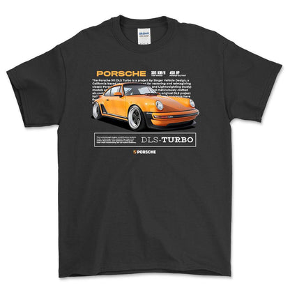 Porsche 911 DLS Turbo - Unisex T-Shirt-Beklædning-Porsche-Sort-S-Forside-Garage Culture Shop- garage - man cave - merchandise