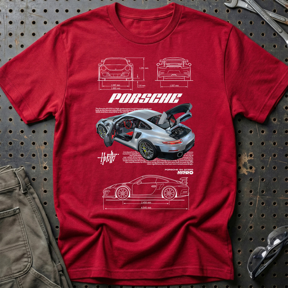 
Porsche 911 GT2 RS T-Shirt – Rød