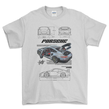Porsche 911 GT2 RS - Unisex T-Shirt-Beklædning-Porsche-Hvid-S-Forside-Garage Culture Shop- garage - man cave - merchandise