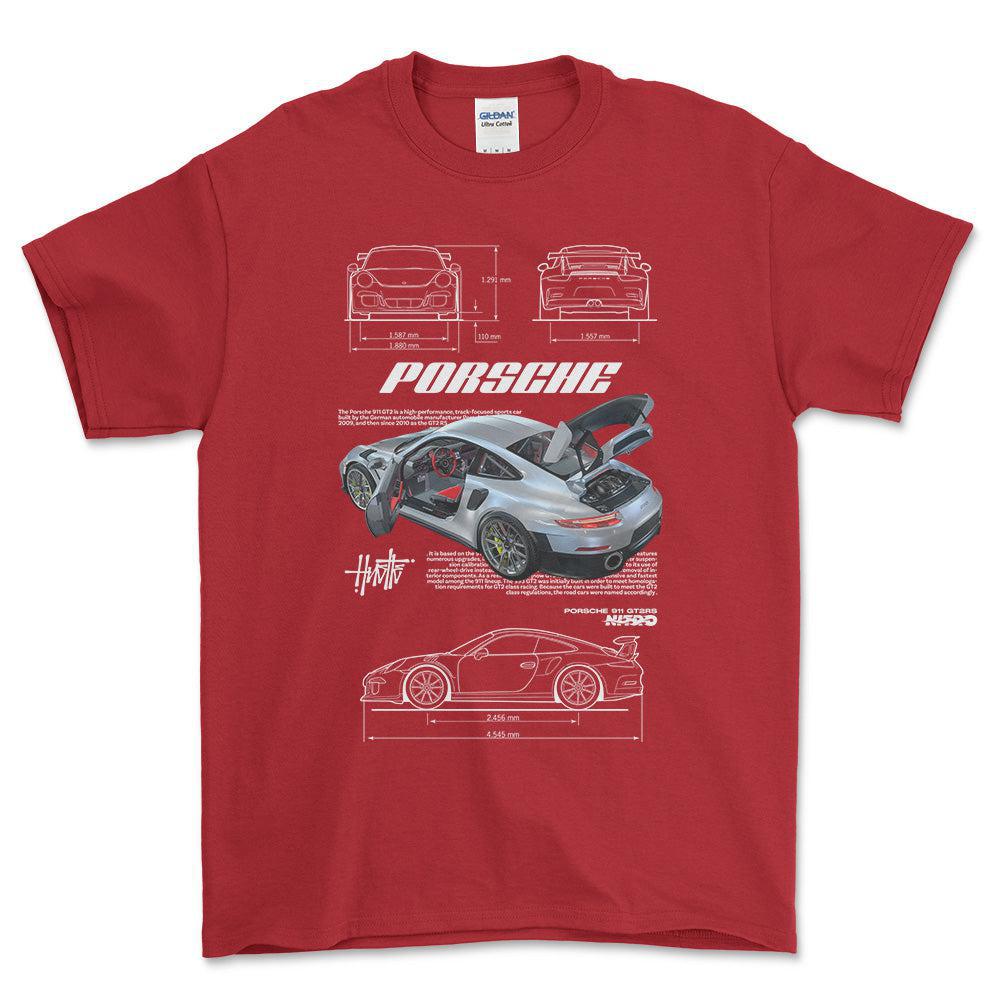 Porsche 911 GT2 RS - Unisex T-Shirt-Beklædning-Porsche-Rød-S-Forside-Garage Culture Shop- garage - man cave - merchandise