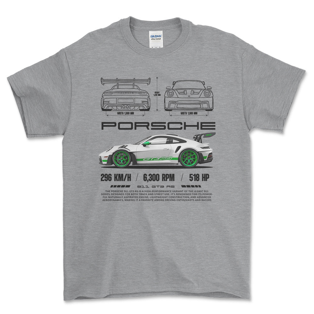 Porsche 911 GT3 RS T-Shirt-Beklædning-Porsche-Grå Sport-S-Garage Culture Shop- garage - man cave - merchandise
