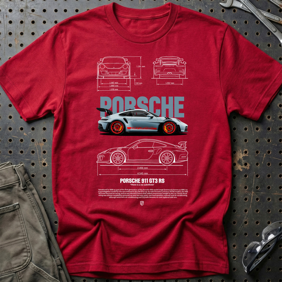 
Porsche 911 GT3 RS T-Shirt – Rød