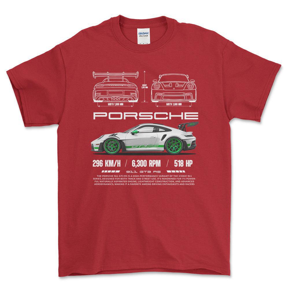 Porsche 911 GT3 RS T-Shirt-Beklædning-Porsche-Rød-S-Garage Culture Shop- garage - man cave - merchandise