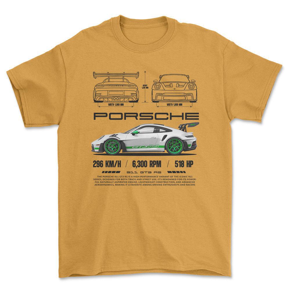 Porsche 911 GT3 RS T-Shirt-Beklædning-Porsche-Guld-S-Garage Culture Shop- garage - man cave - merchandise