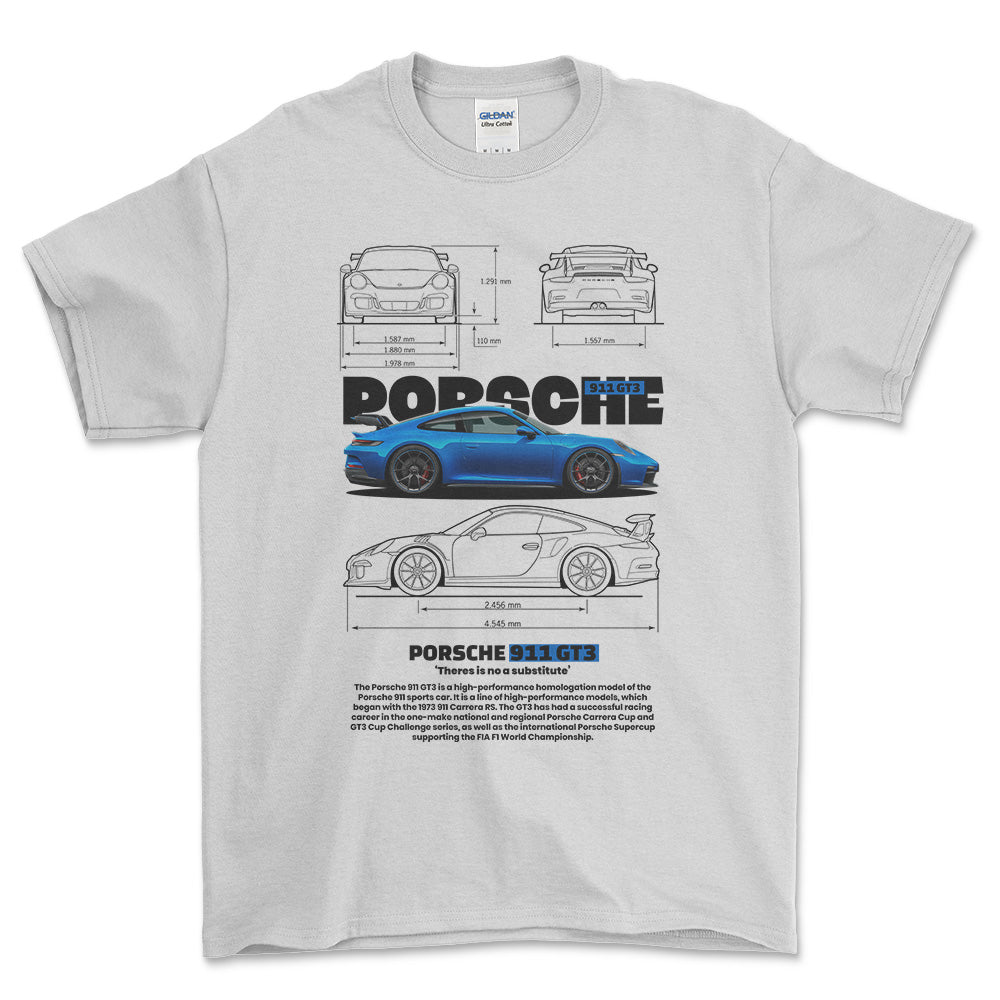 Porsche 911 GT3 RS - Unisex T-Shirt-Beklædning-Porsche-Hvid-S-Forside-Garage Culture Shop- garage - man cave - merchandise