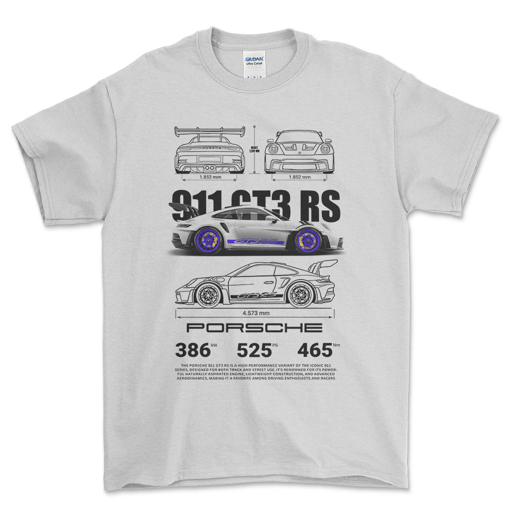 Porsche 911 GT3 RS - Unisex T-Shirt-Beklædning-Porsche-Hvid-S-Forside-Garage Culture Shop- garage - man cave - merchandise