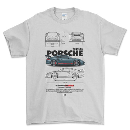 Porsche 911 GT3 RS - Unisex T-Shirt-Beklædning-Porsche-Hvid-S-Forside-Garage Culture Shop- garage - man cave - merchandise