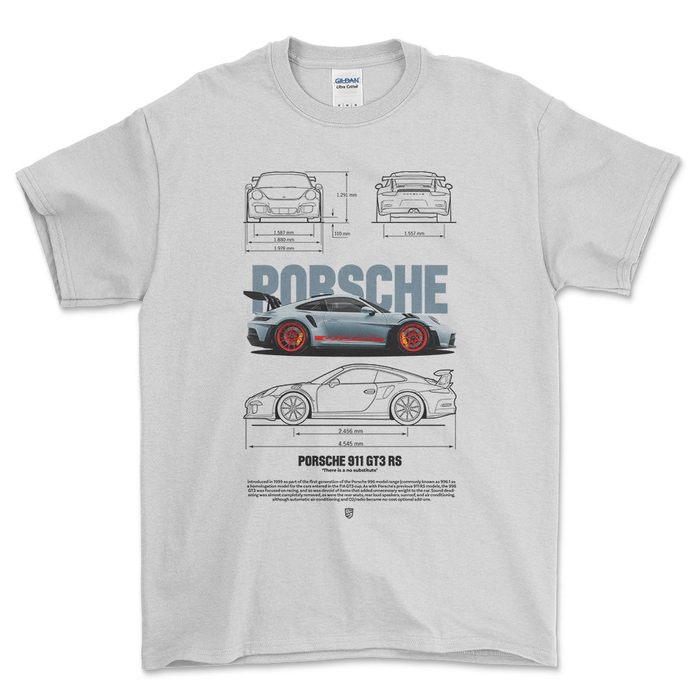 Porsche 911 GT3 RS - Unisex T-Shirt-Beklædning-Porsche-Hvid-S-Forside-Garage Culture Shop- garage - man cave - merchandise