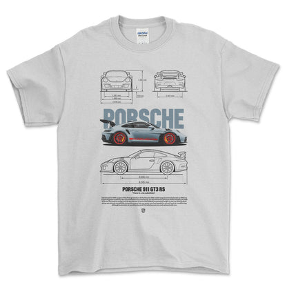 Porsche 911 GT3 RS - Unisex T-Shirt-Beklædning-Porsche-Hvid-S-Forside-Garage Culture Shop- garage - man cave - merchandise