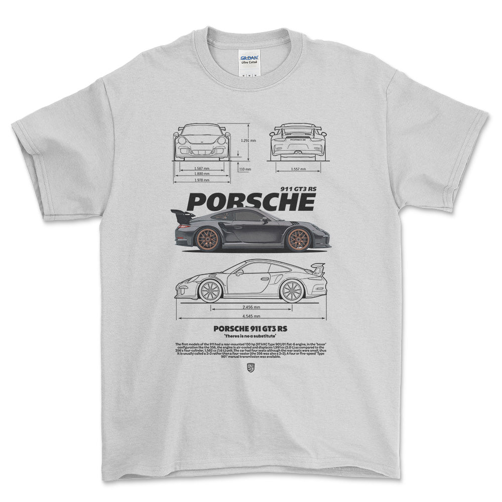 Porsche 911 GT3 RS - Unisex T-Shirt-Beklædning-Porsche-Hvid-S-Forside-Garage Culture Shop- garage - man cave - merchandise