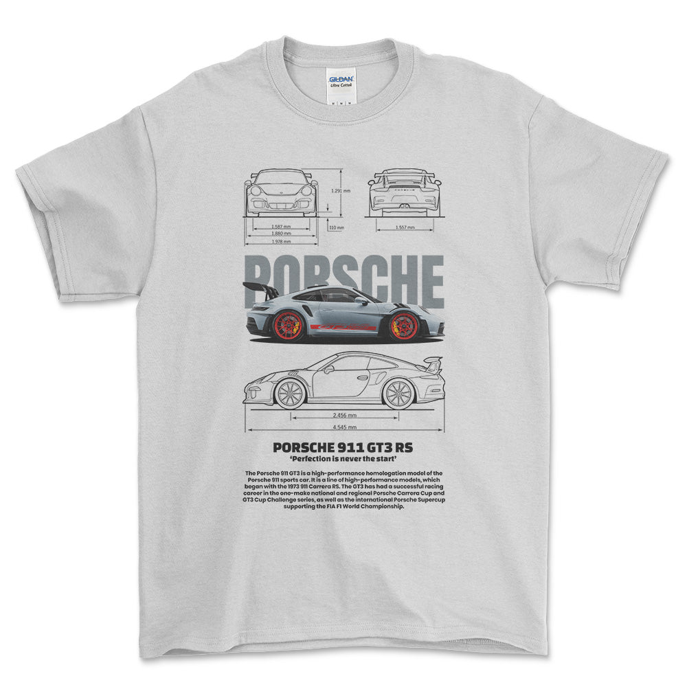 Porsche 911 GT3 RS - Unisex T-Shirt-Beklædning-Porsche-Hvid-S-Forside-Garage Culture Shop- garage - man cave - merchandise