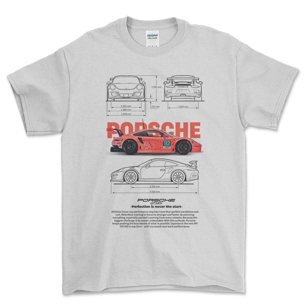 Porsche 911 GT3 RS - Unisex T-Shirt-Beklædning-Porsche-Hvid-S-Forside-Garage Culture Shop- garage - man cave - merchandise