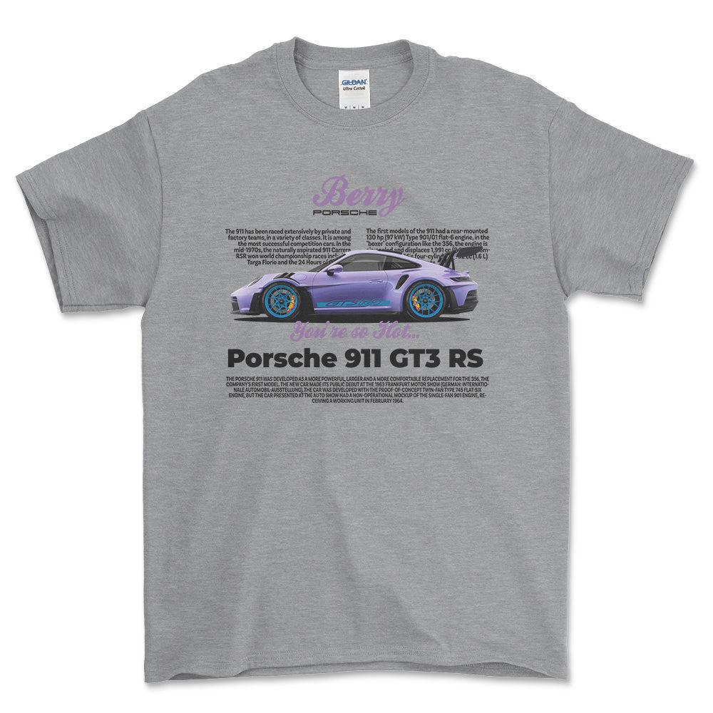 Porsche 911 GT3 RS - Unisex T-Shirt-Beklædning-Porsche-Grå Sport-S-Forside-Garage Culture Shop- garage - man cave - merchandise