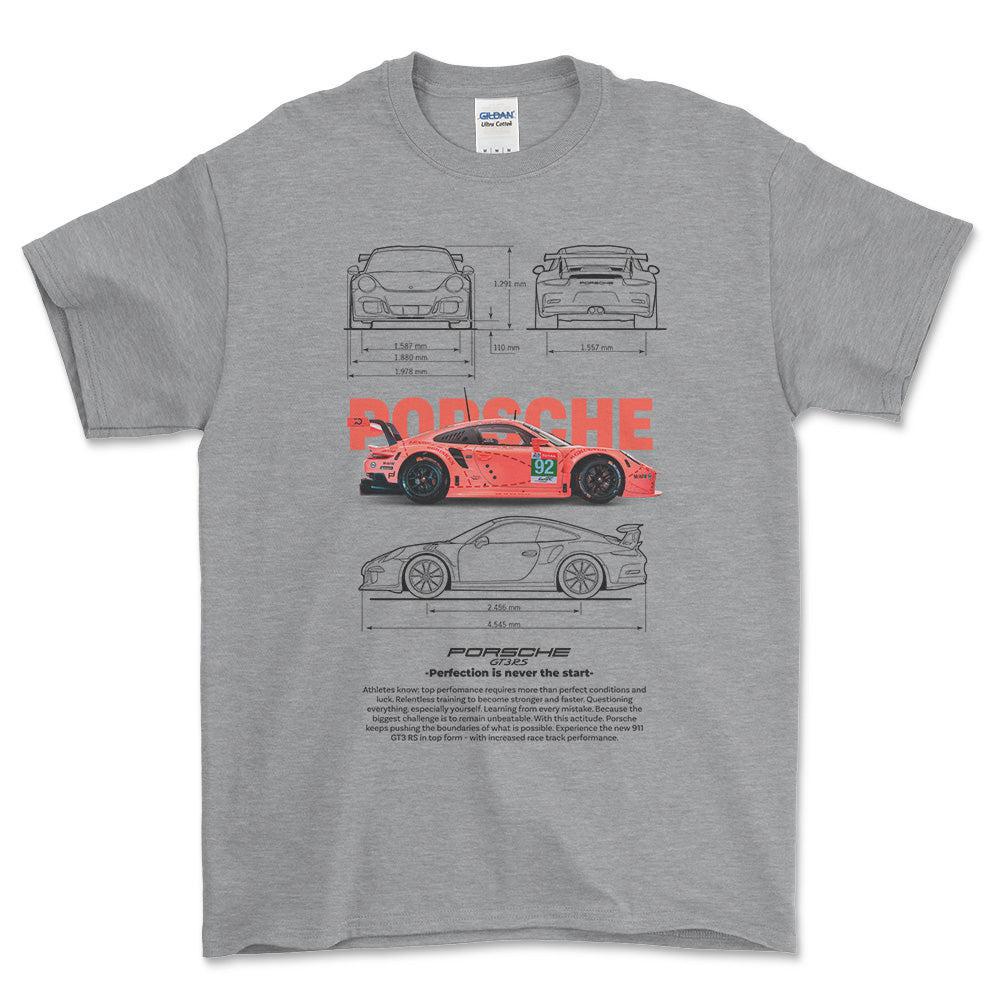 Porsche 911 GT3 RS - Unisex T-Shirt-Beklædning-Porsche-Grå Sport-S-Forside-Garage Culture Shop- garage - man cave - merchandise