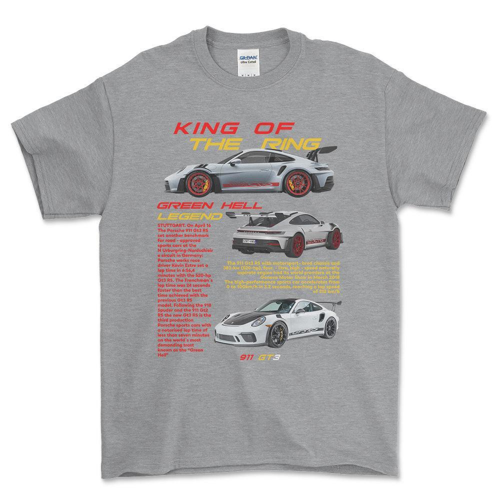 Porsche 911 GT3 RS - Unisex T-Shirt-Beklædning-Porsche-Grå Sport-S-Forside-Garage Culture Shop- garage - man cave - merchandise