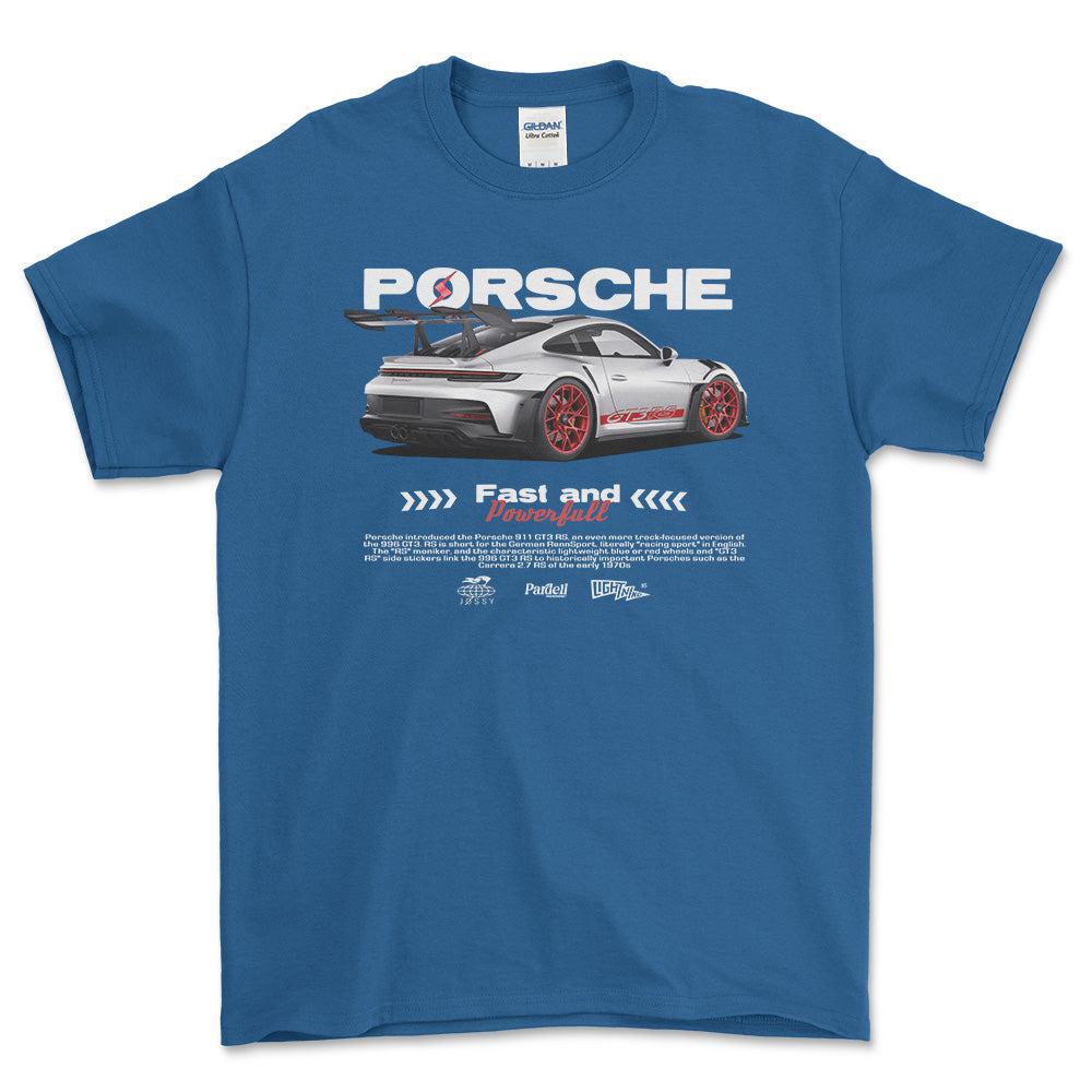 Porsche 911 GT3 RS - Unisex T-Shirt-Beklædning-Porsche-Blå Royal-S-Forside-Garage Culture Shop- garage - man cave - merchandise
