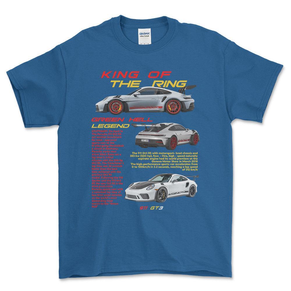 Porsche 911 GT3 RS - Unisex T-Shirt-Beklædning-Porsche-Blå Royal-S-Forside-Garage Culture Shop- garage - man cave - merchandise