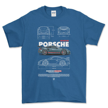 Porsche 911 GT3 RS - Unisex T-Shirt-Beklædning-Porsche-Blå Royal-S-Forside-Garage Culture Shop- garage - man cave - merchandise