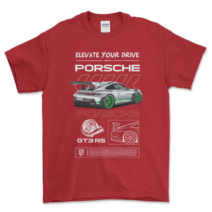 Porsche 911 GT3 RS - Unisex T-Shirt-Beklædning-Porsche-Rød-S-Forside-Garage Culture Shop- garage - man cave - merchandise