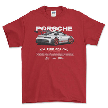 Porsche 911 GT3 RS - Unisex T-Shirt-Beklædning-Porsche-Rød-S-Forside-Garage Culture Shop- garage - man cave - merchandise