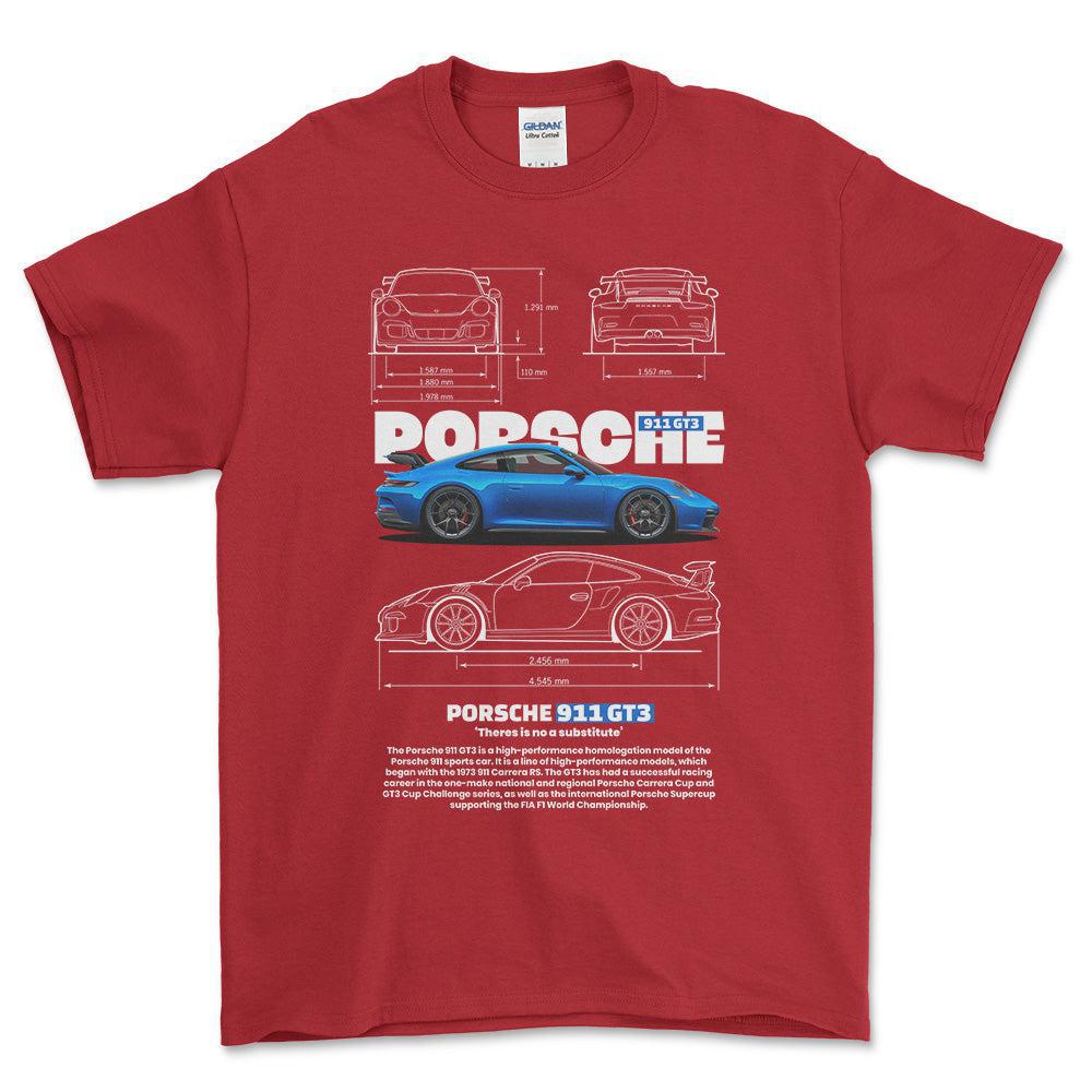 Porsche 911 GT3 RS - Unisex T-Shirt-Beklædning-Porsche-Rød-S-Forside-Garage Culture Shop- garage - man cave - merchandise