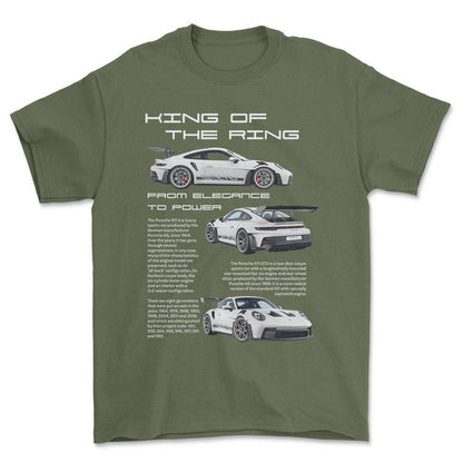 Porsche 911 GT3 RS - Unisex T-Shirt-Beklædning-Porsche-Grøn Militær-S-Forside-Garage Culture Shop- garage - man cave - merchandise