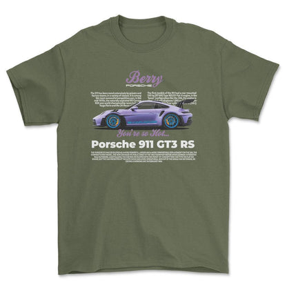 Porsche 911 GT3 RS - Unisex T-Shirt-Beklædning-Porsche-Grøn Militær-S-Forside-Garage Culture Shop- garage - man cave - merchandise