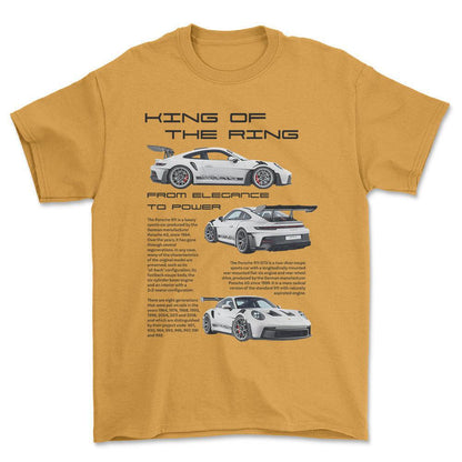 Porsche 911 GT3 RS - Unisex T-Shirt-Beklædning-Porsche-Guld-S-Forside-Garage Culture Shop- garage - man cave - merchandise