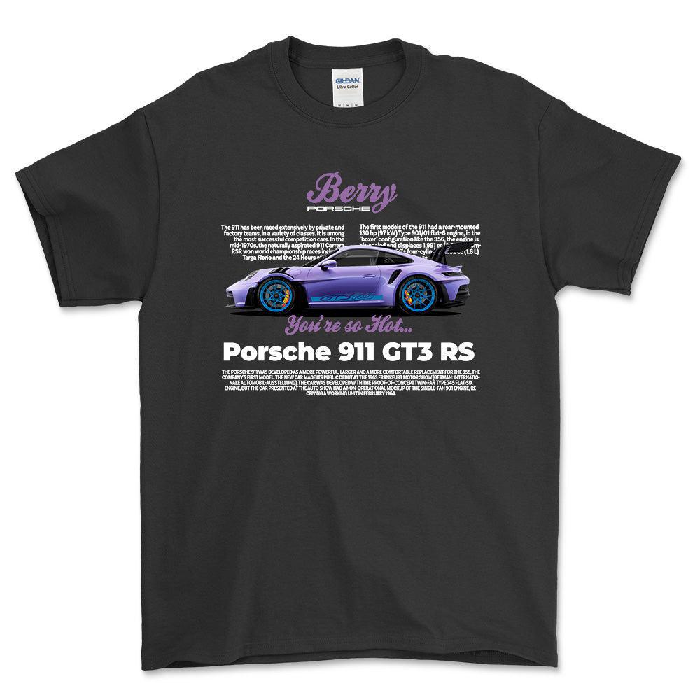 Porsche 911 GT3 RS - Unisex T-Shirt-Beklædning-Porsche-Sort-S-Forside-Garage Culture Shop- garage - man cave - merchandise