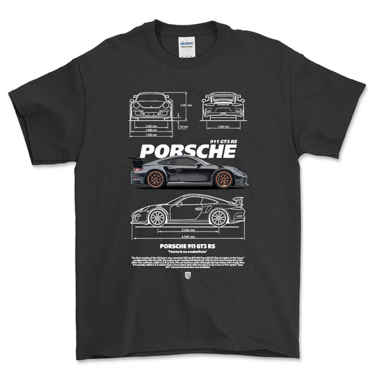 Porsche 911 GT3 RS - Unisex T-Shirt-Beklædning-Porsche-Sort-S-Forside-Garage Culture Shop- garage - man cave - merchandise