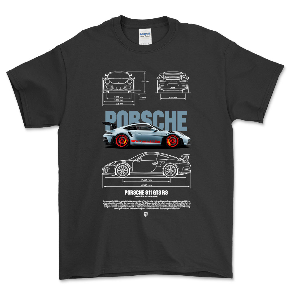 Porsche 911 GT3 RS - Unisex T-Shirt-Beklædning-Porsche-Sort-S-Forside-Garage Culture Shop- garage - man cave - merchandise