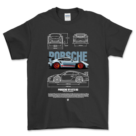Porsche 911 GT3 RS - Unisex T-Shirt-Beklædning-Porsche-Sort-S-Forside-Garage Culture Shop- garage - man cave - merchandise