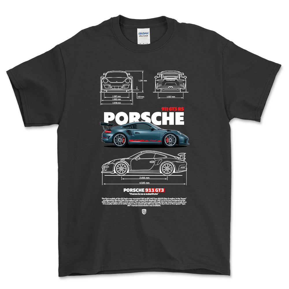 Porsche 911 GT3 RS - Unisex T-Shirt-Beklædning-Porsche-Sort-S-Forside-Garage Culture Shop- garage - man cave - merchandise