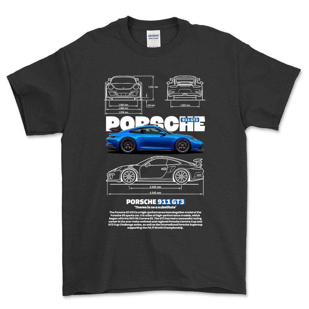 Porsche 911 GT3 RS - Unisex T-Shirt-Beklædning-Porsche-Sort-S-Forside-Garage Culture Shop- garage - man cave - merchandise
