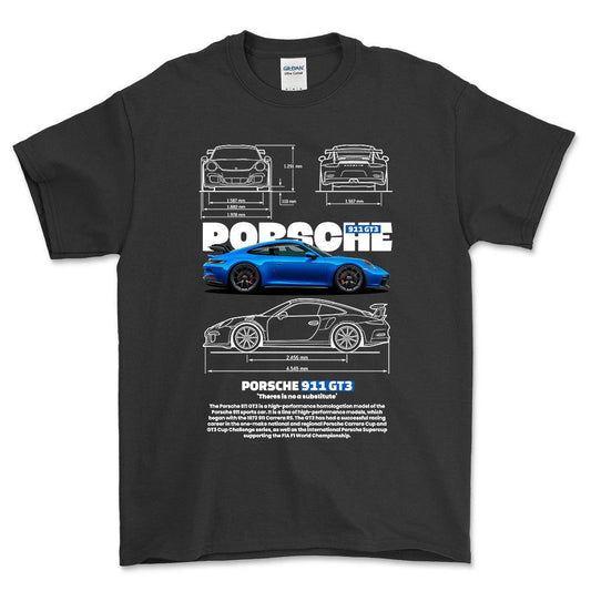 Porsche 911 GT3 RS - Unisex T-Shirt-Beklædning-Porsche-Sort-S-Forside-Garage Culture Shop- garage - man cave - merchandise