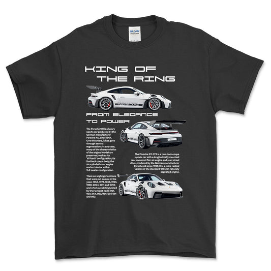 Porsche 911 GT3 RS - Unisex T-Shirt-Beklædning-Porsche-Sort-S-Forside-Garage Culture Shop- garage - man cave - merchandise