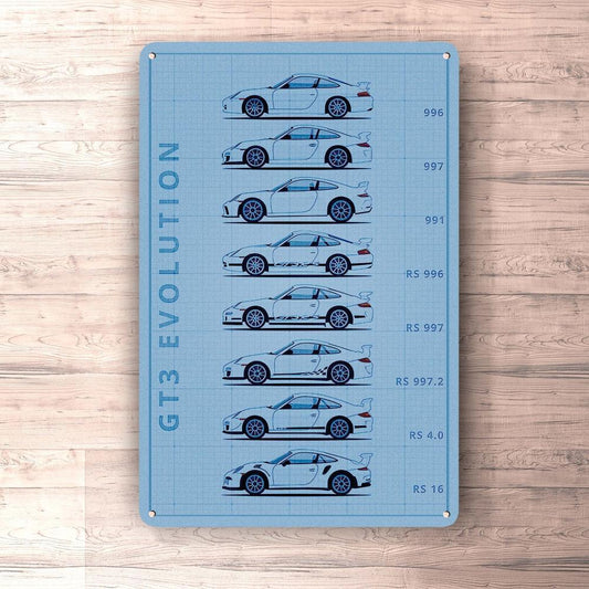 Porsche 911 Gt3 Generation Patent Blueprint Skilte, Musemåtte, Dørmåtte-Blueprint-Porsche-Garage Culture Shop- garage - man cave - merchandise