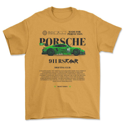 Porsche 911 RS - Unisex T-Shirt-Beklædning-Porsche-Guld-S-Forside-Garage Culture Shop- garage - man cave - merchandise