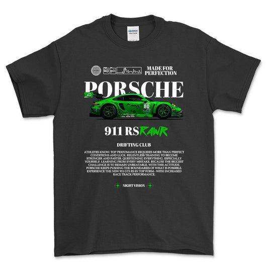 Porsche 911 RS - Unisex T-Shirt-Beklædning-Porsche-Sort-S-Forside-Garage Culture Shop- garage - man cave - merchandise