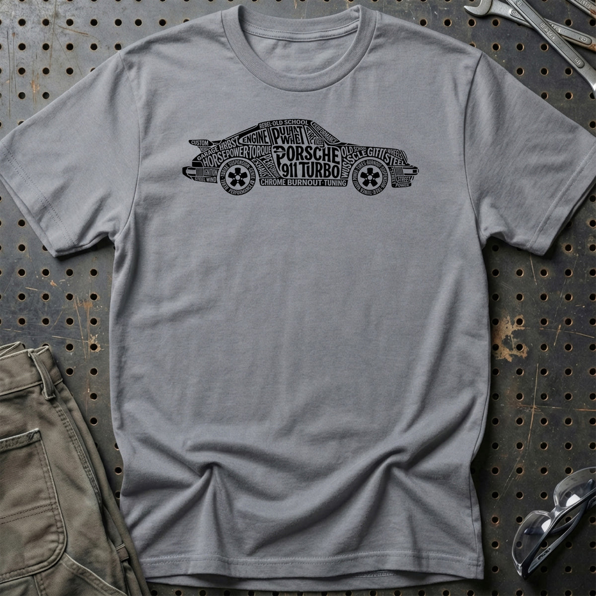 
Porsche 911 Turbo Old School Typography T-Shirt – Grå Sport