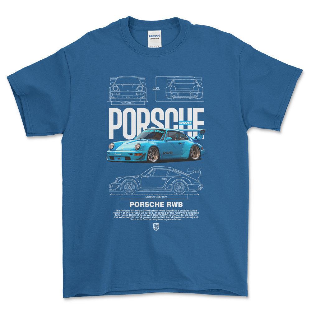 Porsche 911 Turbo RWB - Unisex T-Shirt-Beklædning-Porsche-Blå Royal-S-Garage Culture Shop- garage - man cave - merchandise