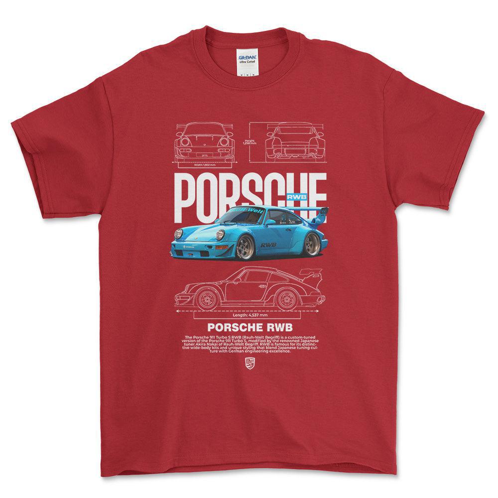 Porsche 911 Turbo RWB - Unisex T-Shirt-Beklædning-Porsche-Rød-S-Garage Culture Shop- garage - man cave - merchandise