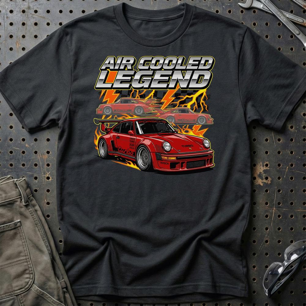 Porsche 911 Turbo T-Shirt - Air Cooled Legend T-Shirt-Beklædning-Porsche-Sort-S-Garage Culture Shop- garage - man cave - merchandise