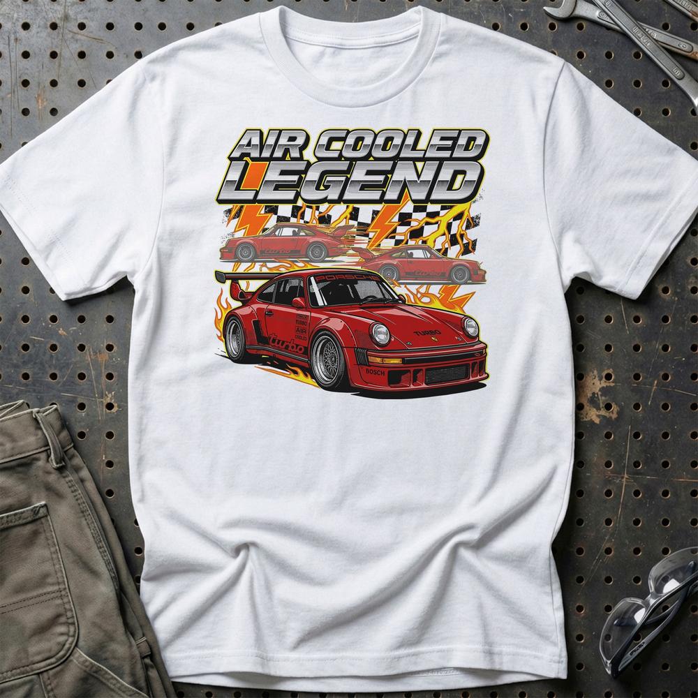 Porsche 911 Turbo T-Shirt – Air Cooled Legend - Unisex T-Shirt-Beklædning-Porsche-Hvid-S-Garage Culture Shop- garage - man cave - merchandise
