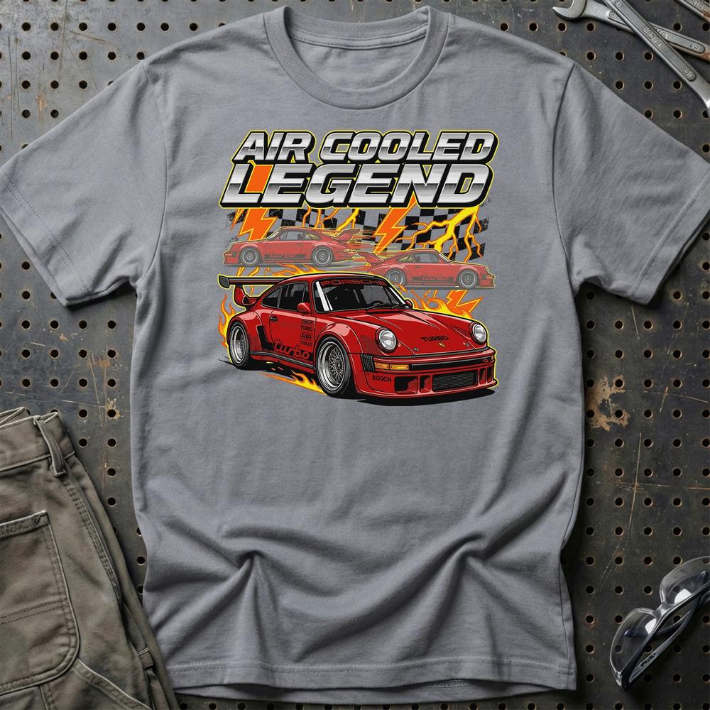 Porsche 911 Turbo T-Shirt – Air Cooled Legend - Unisex T-Shirt-Beklædning-Porsche-Grå Sport-S-Garage Culture Shop- garage - man cave - merchandise