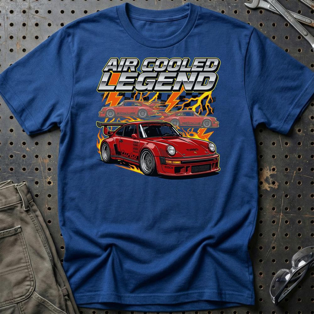 Porsche 911 Turbo T-Shirt – Air Cooled Legend - Unisex T-Shirt-Beklædning-Porsche-Blå Royal-S-Garage Culture Shop- garage - man cave - merchandise