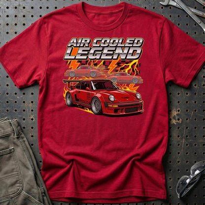 Porsche 911 Turbo T-Shirt – Air Cooled Legend - Unisex T-Shirt-Beklædning-Porsche-Rød-S-Garage Culture Shop- garage - man cave - merchandise