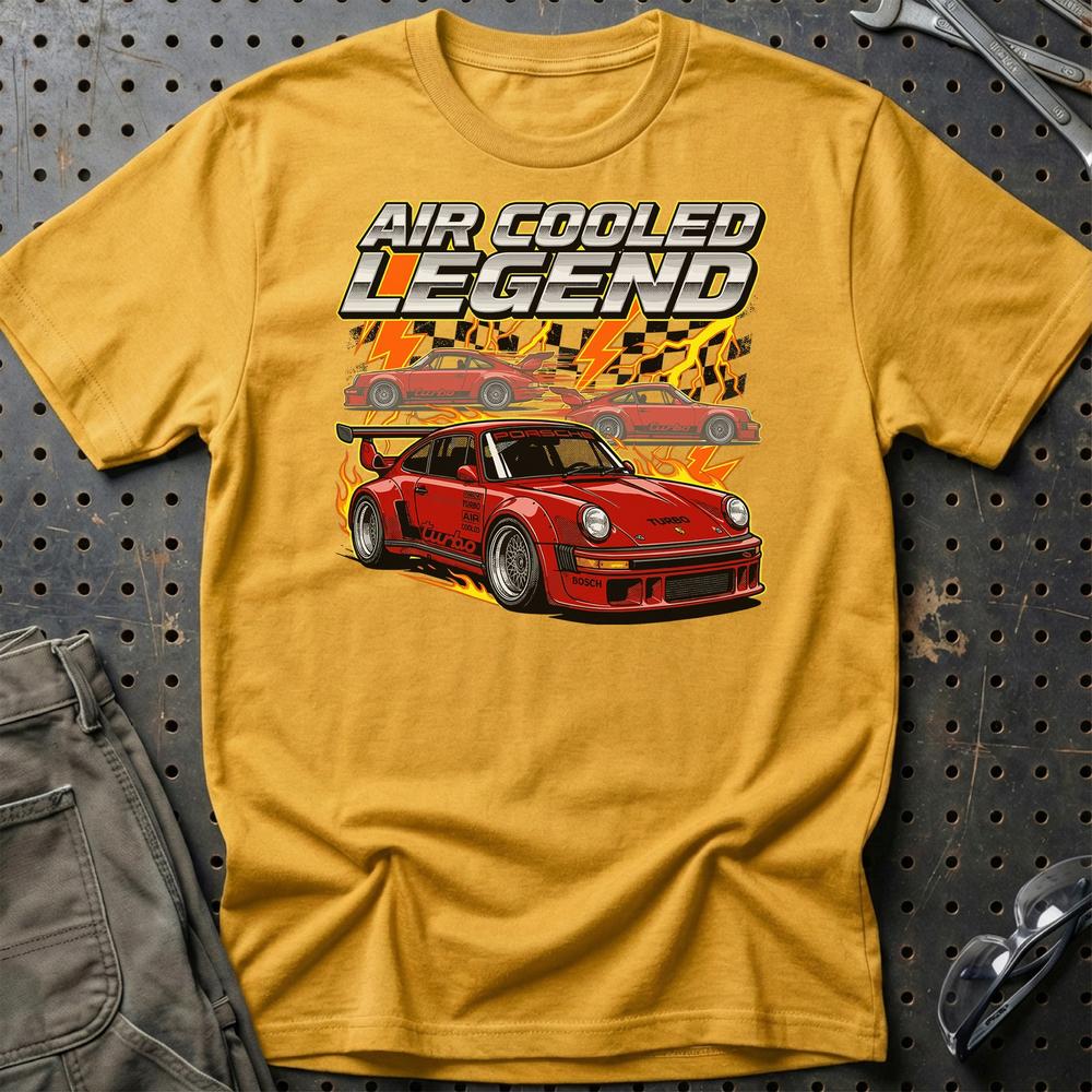 Porsche 911 Turbo T-Shirt – Air Cooled Legend - Unisex T-Shirt-Beklædning-Porsche-Guld-S-Garage Culture Shop- garage - man cave - merchandise